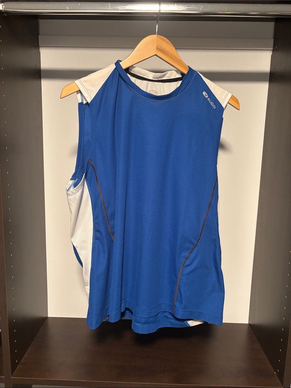 SUGOI Royal Blue Sleeveless Athletic Tank with White Accents